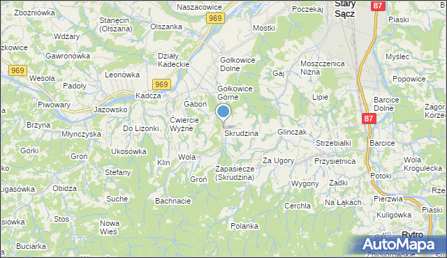 mapa Skrudzina, Skrudzina na mapie Targeo